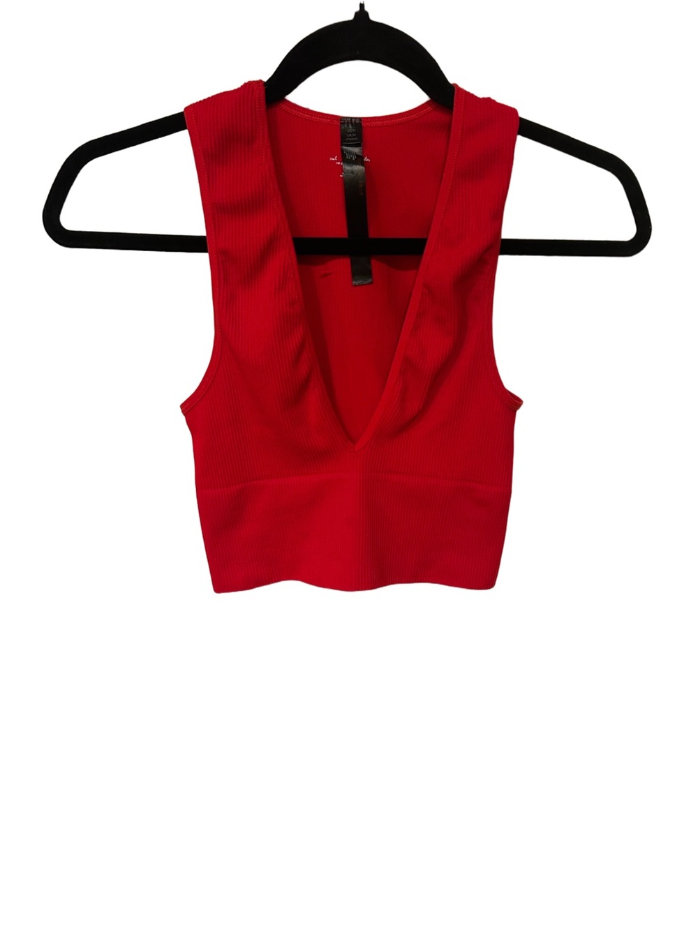 Urban Outfitters Bright Red Ribbed V-Neck Crop Tank Sz. Med.    151